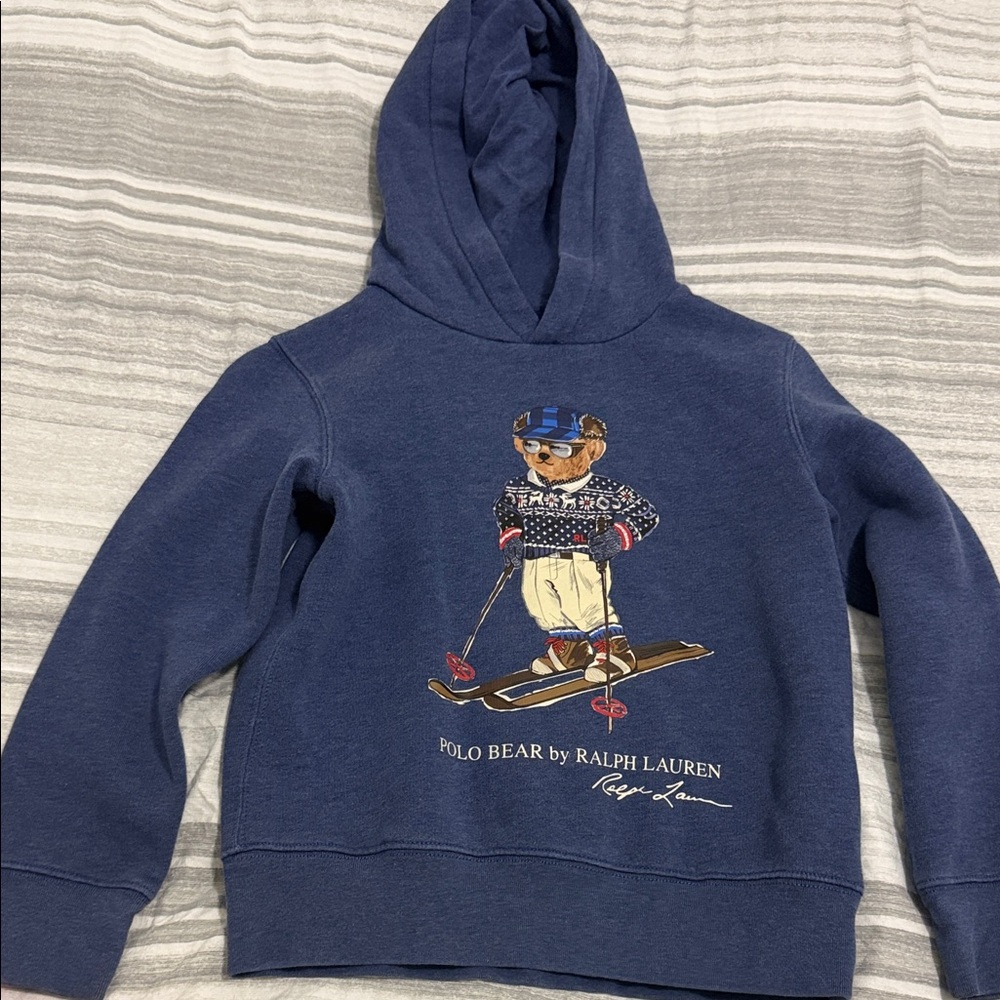 Ralph Lauren Kids Navy Hoodie with Skiing Bear
